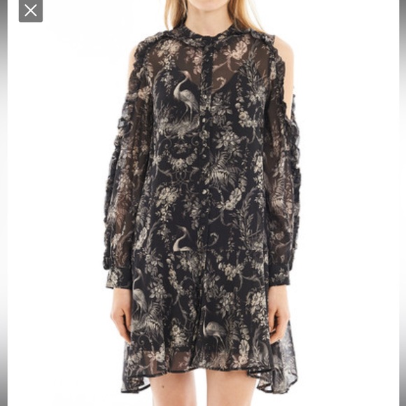 The Kooples cold shoulder printed dress size small - Picture 3 of 9